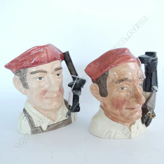 2 R/DOULTON WILLIAMSBURG CHARACTER JUGS; BLACKSMITH & SHOEMAKER H. 190MM