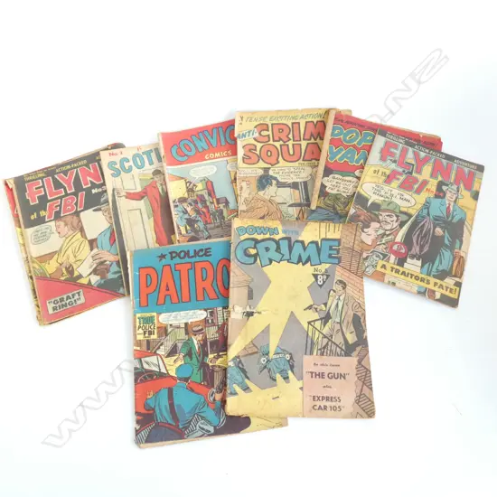 LOT OF 9 VINTAGE CRIME COMICS