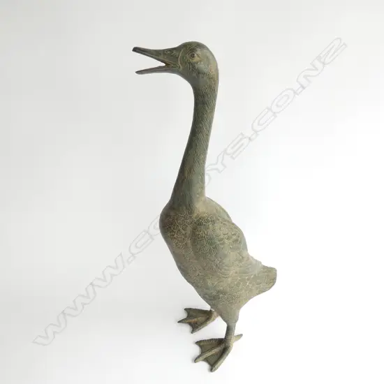 BRASS WITH BRONZE VERDIGRIS PATINATION GOOSE H. 510MM