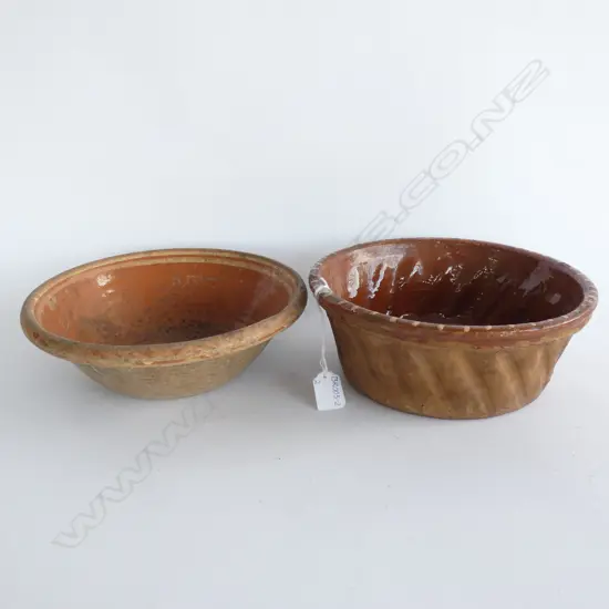 2 FRENCH POTTERY BOWLS - LARGEST DIA. 275MM