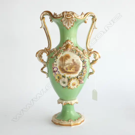 MEISSEN STYLE MID 19thC VASE H. 345MM BADA STICKER