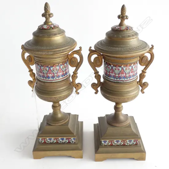 PR BRASS & CLOISONNE URNS H. 250MM