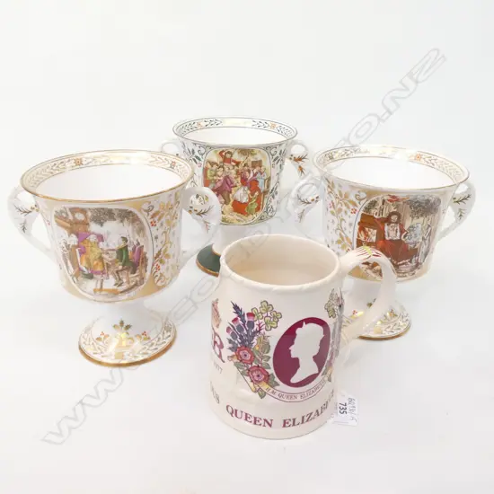 3 CAVERSWALL XMAS GOBLETS H. 155MM + MASONS CUP 