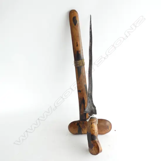 BALI INDONESIAN KRIS SERPENTINE BLADE - WOODEN HILT & SCABBARD - L. 600MM