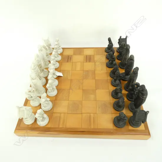 MAORI CHESS SET RESIN PLAYERS KAURI BOARD