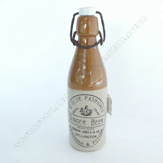 THOMSON LEWIS & CO WELLINGTON OLD STONEWARE GINGER BOTTLE WITH STOPPER H. 225MM AF