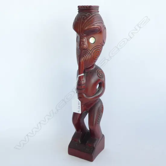 MAORI CARVED TEKOTEKO FIGURE INITIALLED 'GF NZ'