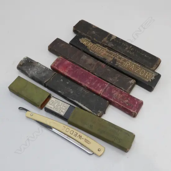 6 ASST. CUT THROAT RAZORS, CASED 