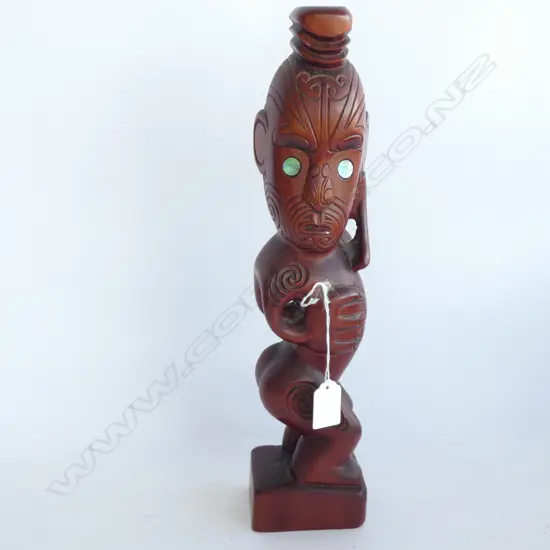 MAORI CARVED TEKOTEKO FIGURE INITIALLED 'GF NZ'