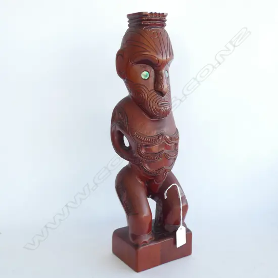 MAORI CARVED TEKOTEKO FIGURE INITIALLED 'GF NZ'
