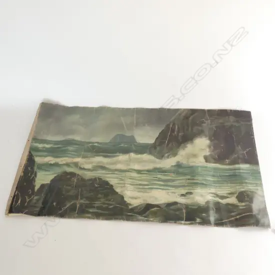 CLAUDE E. HEMUS SEASCAPE OIL ON LOOSE CANVAS, UNMOUNTED 450 X 800MM