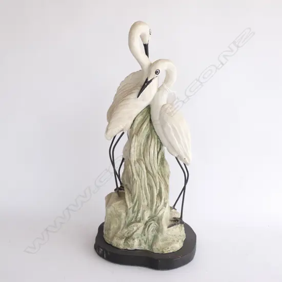 PLASTER FIGURE 3 WHITE HERONS H. 520MM