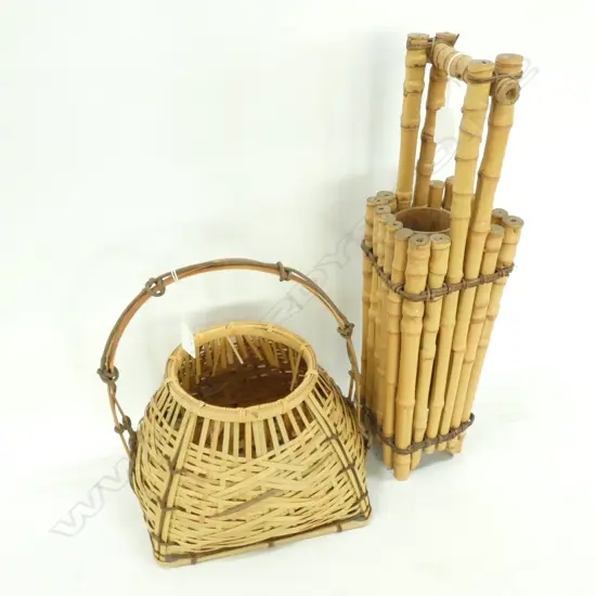 2 JAPANESE ART WORK WOVEN FLOWER  BASKETS