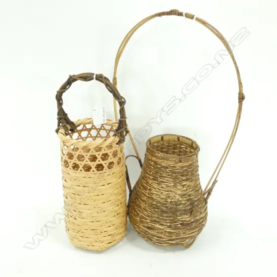2 JAPANESE ART WORK WOVEN FLOWER  BASKETS