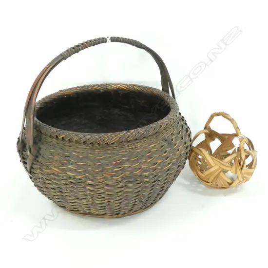 2 JAPANESE ART WORK WOVEN FLOWER  BASKETS