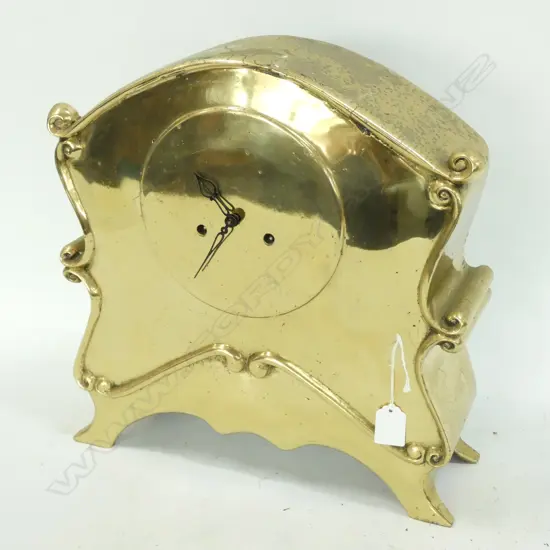 PLAIN HEAVY BRASS MANTEL CLOCK ART NOUVEAU
