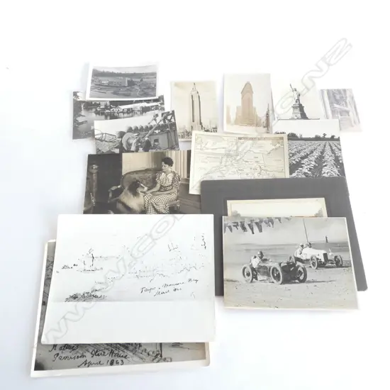 ASST VINTAGE PHOTOS CAR RACING LASSIE ? ALASKA ETC
