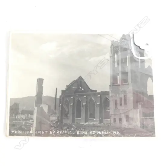 VINTAGE PHOTO 'TERRIBLE SIGHT BY ATOMIC BOMB AT HIROSHIMA 4 x5 1/2"