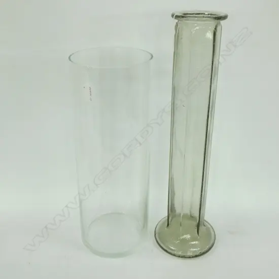 2 TALL CLEAR GLASS VASES TALLEST 560mm