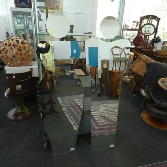 PAIR LG ADAM & EVE WALL MIRRORS DESIGNED BY ANN GRIMONPON  - AS NEW - H. 1640MM