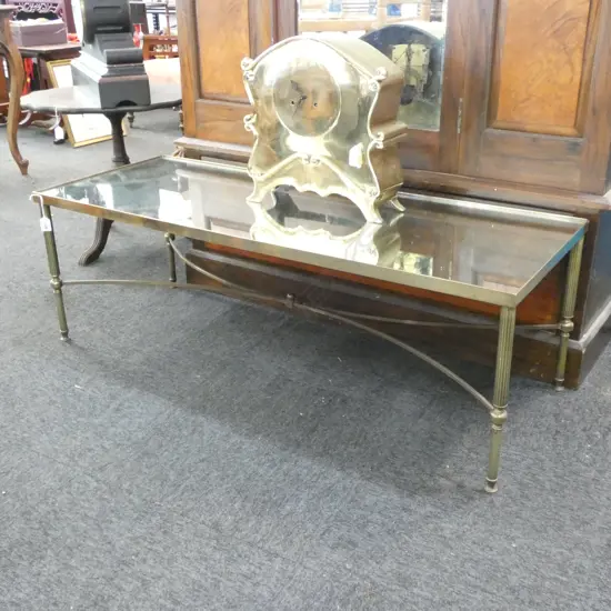 BRASS COFFEE TABLE MIRROR TOP W. 1205 D. 455 H. 405MM 