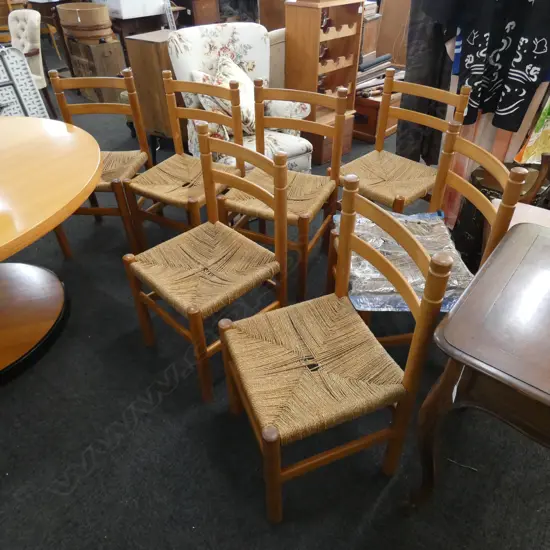 7 KAURI DINING ROOM CHAIRS WOVEN SEATS 