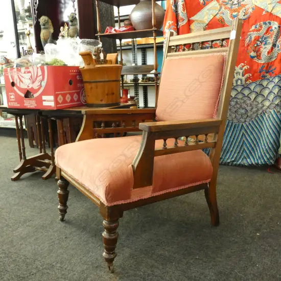 EDWARDIAN GRANDFATHER CHAIR