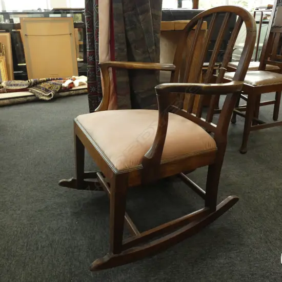 GEORGIAN MAHOGANY ELBOW ROCKING CHAIR