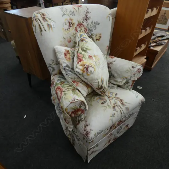 FLORAL UPHOLSTERED ARMCHAIR