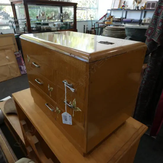 JAPANESE WOODGRAIN 5 DRAWER / TOP COMPARTMENT SEWING CHEST 320 X 200 X 260MM