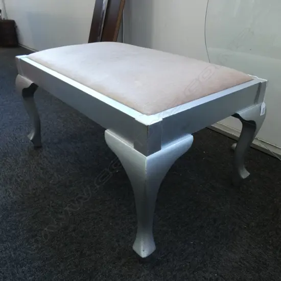 SILVER PAINTED FOOTSTOOL W. 700MM