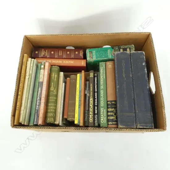 BOX LOT BOOKS; METAL / JEWELLERY / WOOD WORKING
