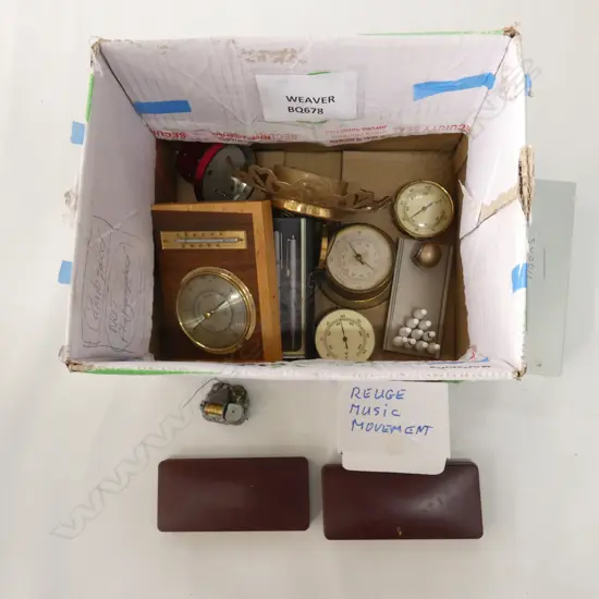 LOT ASST BAROMETERS/MUSIC BOX MECH/PENS ETC