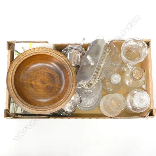 BOX LOT ASST. PRESSED GLASS ETC