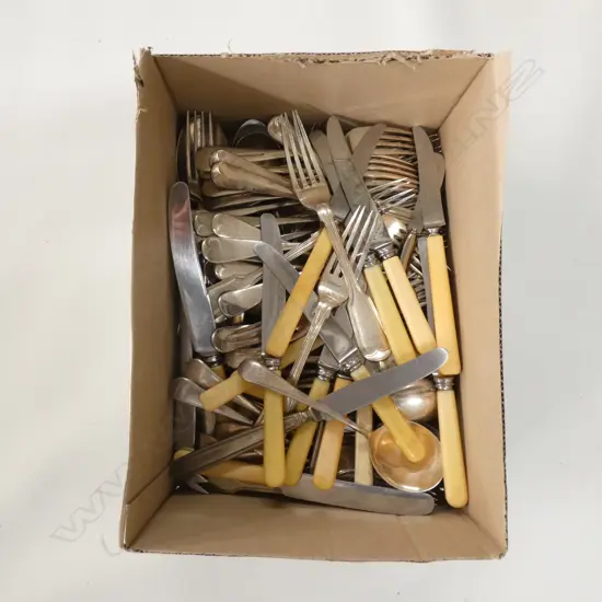 BOX LOT ASST. VINTAGE CUTLERY INCL. 'BONE' KNIVES