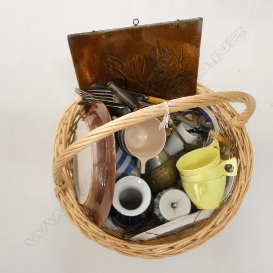 BASKET OF ASST. CERAMICS ETC