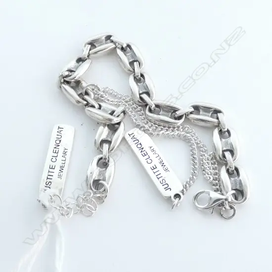 STERLING SILVER BRACELET CAPSTAN LINK 2 SILVER INGOTS 220MM 19.5G