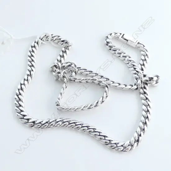 STERLING SILVER NECKLACE FLAT CURB LINK 600MM 60G