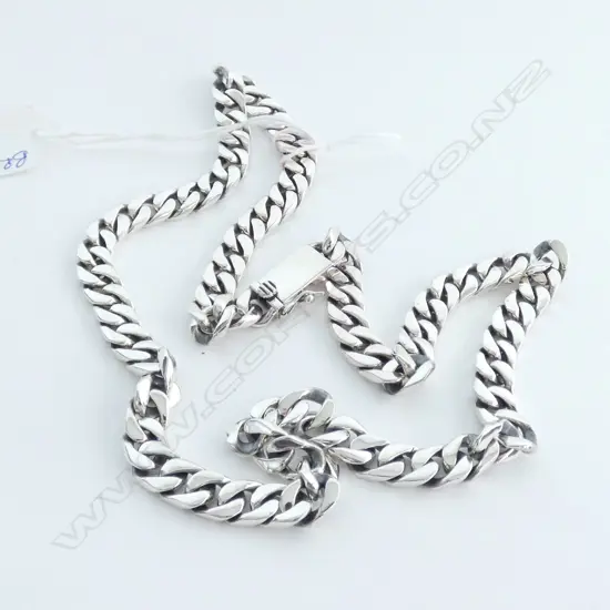 STERLING SILVER NECKLACE  FLAT CURB LINK 550MM 85G