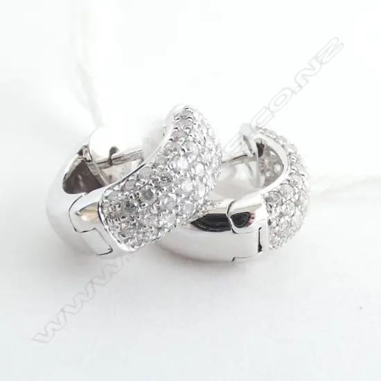 PAIR 18CT WHITE GOLD AND DIAMOND EARRINGS