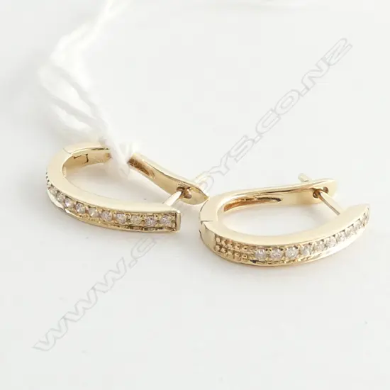 PAIR 9CT YELLOW GOLD AND DIAMOND EARRINGS
