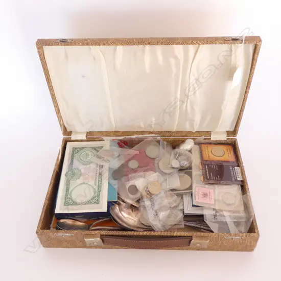 COLLECTION OF MISC COINS AND ASSORT EP CUTLERY