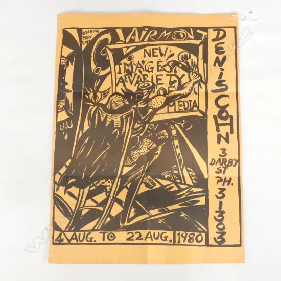 PHILIP CLAIRMONT OPENING INVITATION FOR DENIS COHN GALLERIES 1980 580 X 430 MM FOLD MARKS AND PIN HOLES