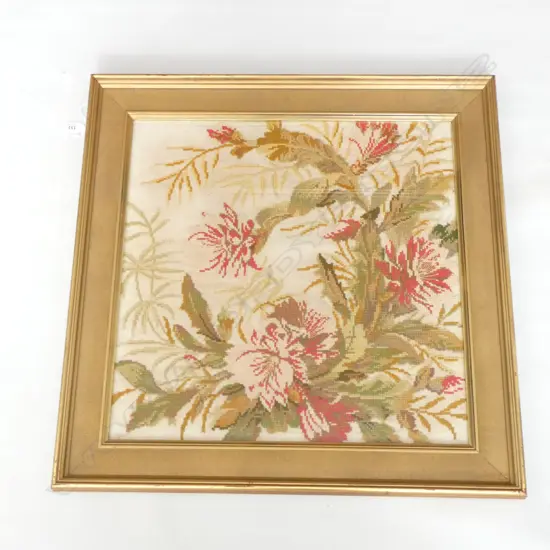 VINTAGE FLORAL TAPESTRY FRAMED 490MM SQ