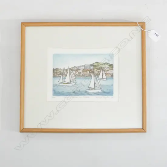 MARY E. TAYLOR 'AUCKLAND MUSEUM AND HARBOUR' ETCHING '92 9/150 120 X 170MM