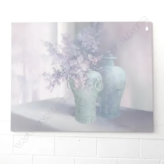 LINDA REID LARGE PURPLE STILL LIFE OIL ON CANVAS 1065 X 1370MM