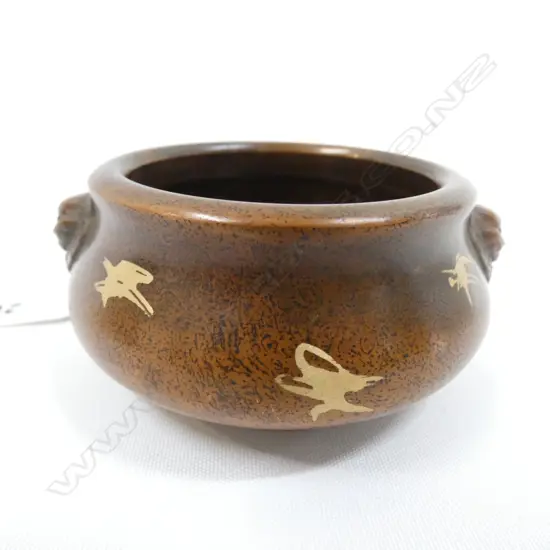 CHINESE BRONZE GOLD SPLASHED CENSOR 80MM DIA