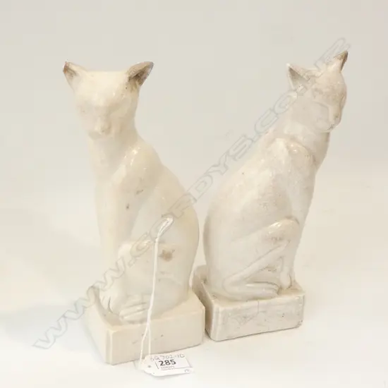 PAIR ANTIQUE CHINESE ART DECO CHINA CATS (OLD REPAIRS)