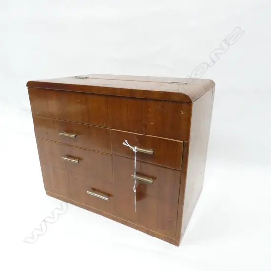 VINTAGE JAPANESE ‘HARI-BAKO’ SEWING BOX - TOP HINGED TRAY & 5-DRAWERS 325X 200X 260MM