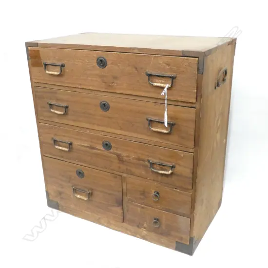VINTAGE JAPANESE TANSU SMALL 6-DRAWER BEDSIDE CHEST - 540 x 310 x 570MM